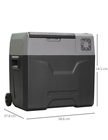 HOMCOM Portable Car Fridge Freezer, 12/24V 50L, Electric Cooler Box for Camping, Travel, Picnic, Grey C00-019V70