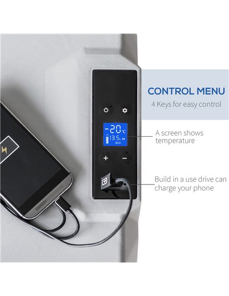 HOMCOM Portable Car Fridge Freezer, 12/24V 50L, Electric Cooler Box for Camping, Travel, Picnic, Grey C00-019V70 - pic 56982 | FastDaddyshop