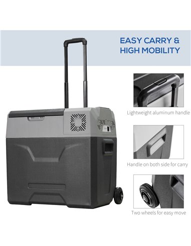 HOMCOM Portable Car Fridge Freezer, 12/24V 50L, Electric Cooler Box for Camping, Travel, Picnic, Grey C00-019V70