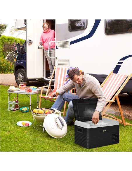 Outsunny 30L Portable Car Fridge Freezer, 12/24V DC and 110-240V AC, Grey C00-036V70GY - pic 56988 | FastDaddyshop