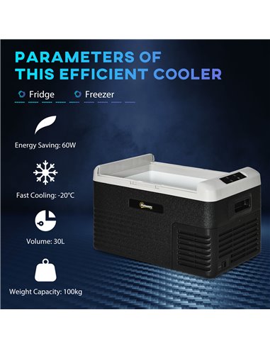 Outsunny 30L Car Refrigerator, Portable Compressor Car Fridge Freezer, Electric Cooler Box with 12/24V DC and 110-240V AC for Pi