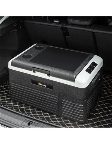 Outsunny 30L Car Refrigerator, Portable Compressor Car Fridge Freezer, Electric Cooler Box with 12/24V DC and 110-240V AC for Pi