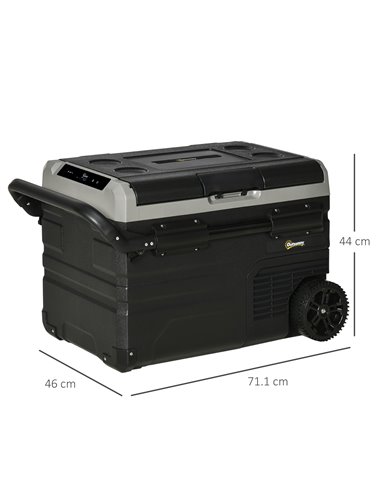Outsunny 40L Car Refrigerator, Portable Compressor Cooler Box, Fridge Freezer w/ Inner LED Light & Foldable Handles, 12/24V DC a