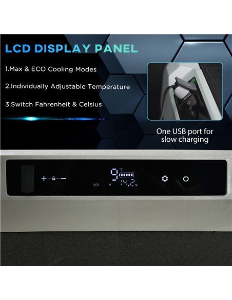 Outsunny 40L Car Refrigerator, Portable Compressor Cooler Box, Fridge Freezer w/ Inner LED Light & Foldable Handles, 12/24V DC a - pic 57000 | FastDaddyshop