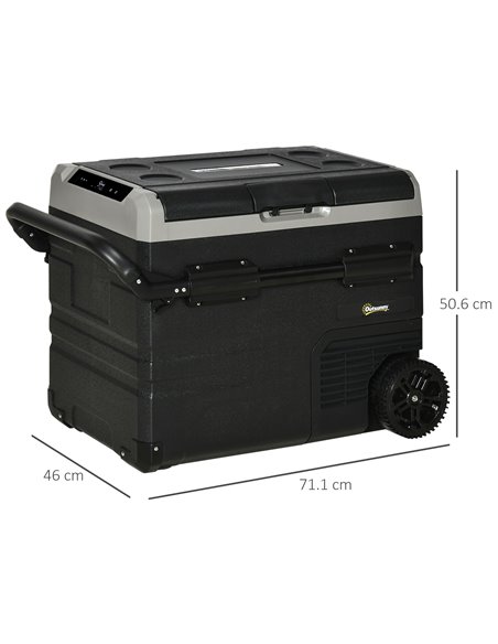 Outsunny 50L Car Refrigerator, Portable Compressor Cooler Box, Fridge Freezer w/ Inner LED Light & Foldable Handles, 12/24V DC a - pic 57007 | FastDaddyshop