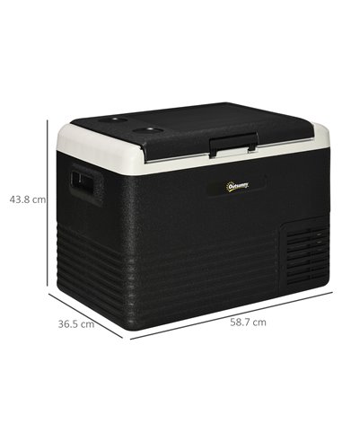 Outsunny 40L Car Refrigerator, Portable Compressor Car Fridge Freezer, Electric Cooler Box with 12/24V DC and 110-240V AC, Down 