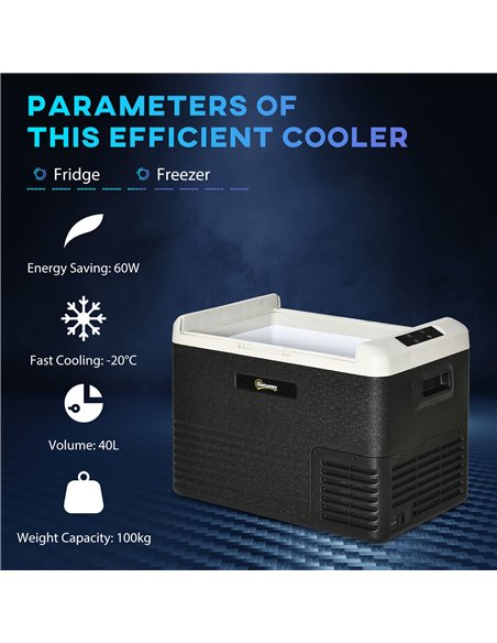 Outsunny 40L Car Refrigerator, Portable Compressor Car Fridge Freezer, Electric Cooler Box with 12/24V DC and 110-240V AC, Down  - pic 57017 | FastDaddyshop