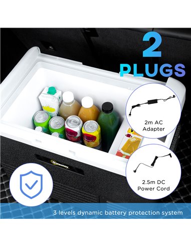 Outsunny 40L Car Refrigerator, Portable Compressor Car Fridge Freezer, Electric Cooler Box with 12/24V DC and 110-240V AC, Down 