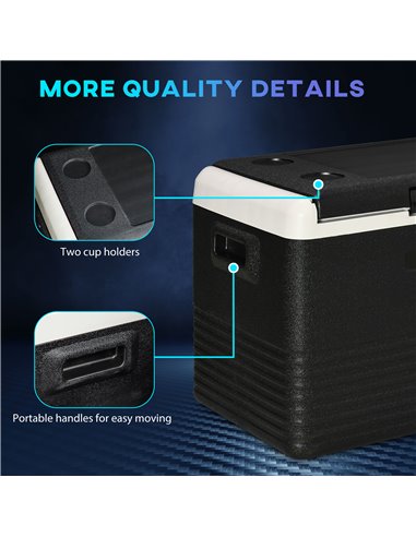 Outsunny 40L Car Refrigerator, Portable Compressor Car Fridge Freezer, Electric Cooler Box with 12/24V DC and 110-240V AC, Down 
