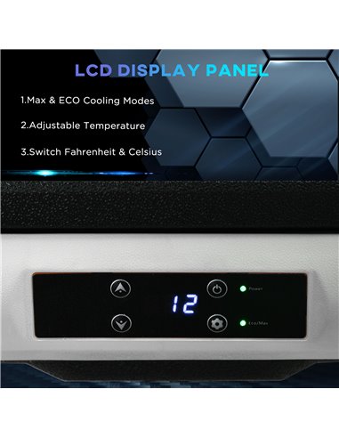 Outsunny 50L Car Refrigerator, Portable Compressor Car Fridge Freezer, Electric Cooler Box with 12/24V DC and 110-240V AC for Ca