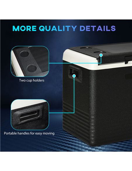 Outsunny 50L Car Refrigerator, Portable Compressor Car Fridge Freezer, Electric Cooler Box with 12/24V DC and 110-240V AC for Ca - pic 57029 | FastDaddyshop