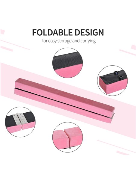 HOMCOM Balance Beam Trainer, 2.4 m-Pink   A50-004PK - pic 57036 | FastDaddyshop