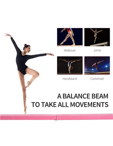 HOMCOM Balance Beam Trainer, 2.4 m-Pink   A50-004PK