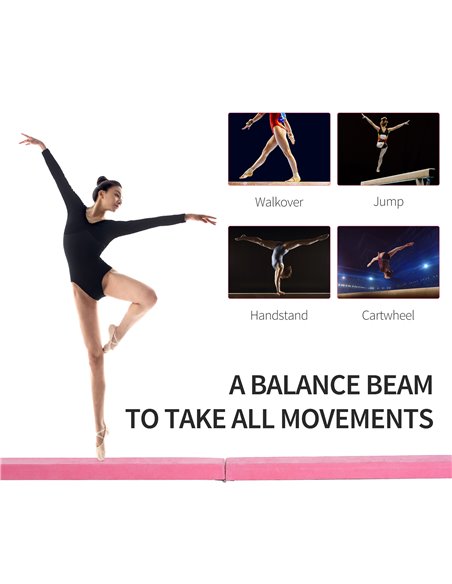HOMCOM Balance Beam Trainer, 2.4 m-Pink   A50-004PK - pic 57038 | FastDaddyshop