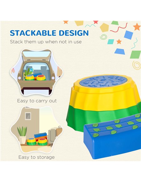 Outsunny 8pcs Kids Balance Beam, Balance Bridge with Non-slip Surface & Bottom, Stackable Stepping Stones for toddler, Strength  - pic 57071 | FastDaddyshop