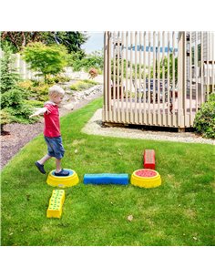 Outsunny Balance Beam for Kids, Coordination Training Stepping Stones, Red-Yellow-Blue 347-002V00MX 2