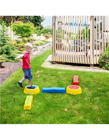 Outsunny Balance Beam for Kids, Non-slip & Stackable Coordination Training Stepping Stones, Blue, for Strength & Coordination 34
