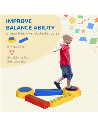 Outsunny Balance Beam for Kids, Non-slip & Stackable Coordination Training Stepping Stones, Blue, for Strength & Coordination 34