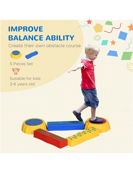 Outsunny Balance Beam for Kids, Non-slip & Stackable Coordination Training Stepping Stones, Blue, for Strength & Coordination 34 - pic 57081 | FastDaddyshop