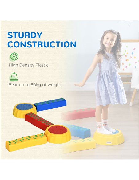 Outsunny Balance Beam for Kids, Non-slip & Stackable Coordination Training Stepping Stones, Blue, for Strength & Coordination 34 - pic 57083 | FastDaddyshop
