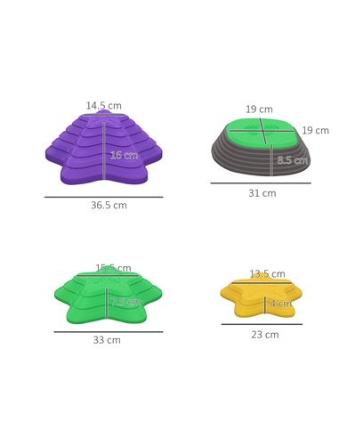 ZONEKIZ Kids Stepping Stones, 11 Pieces Balance River Stones for Obstacle Course, Stackable Non-Slip Starfish Shape, Sensory Pla