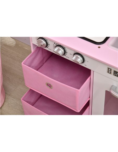 HOMCOM Wooden Play Kitchen with Lights and Sound, Kids Kitchen Playset with Coffee Maker Microwave Sink Utensils Storage Bins, P - pic 5710 | FastDaddyshop