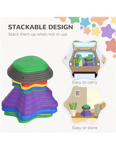 ZONEKIZ Kids Stepping Stones, 11 Pieces Balance River Stones for Obstacle Course, Stackable Non-Slip Starfish Shape, Sensory Pla