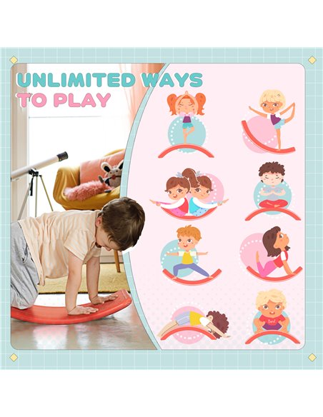 ZONEKIZ Wobble Balance Board for Kids, Montessori Stepping Stone Toy, Durable Nursery Play Equipment, 82 x 27.5 x 19.5cm, Red 33 - pic 57107 | FastDaddyshop