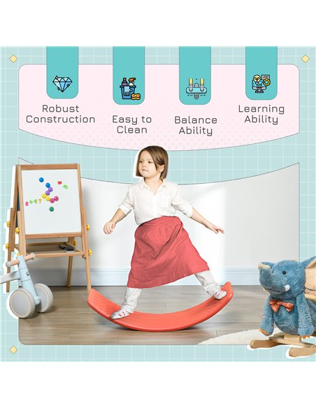 ZONEKIZ Wobble Balance Board for Kids, Montessori Stepping Stone Toy, Durable Nursery Play Equipment, 82 x 27.5 x 19.5cm, Red 33 - pic 57108 | FastDaddyshop