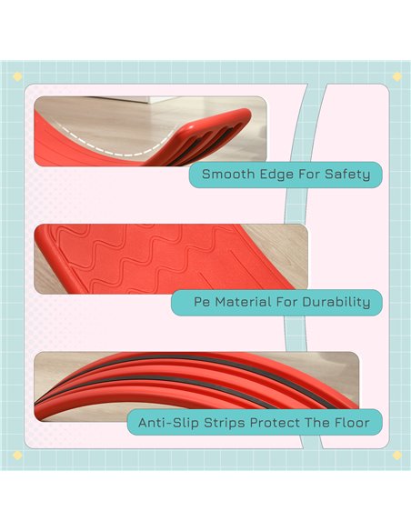 ZONEKIZ Wobble Balance Board for Kids, Montessori Stepping Stone Toy, Durable Nursery Play Equipment, 82 x 27.5 x 19.5cm, Red 33 - pic 57109 | FastDaddyshop
