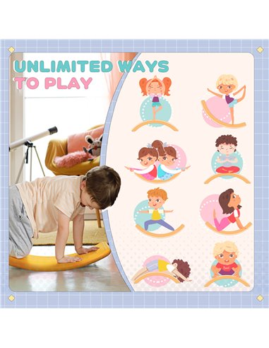 ZONEKIZ Wobble Balance Board for Kids, Montessori Stepping Stone Toy, Nursery Play Equipment, 82 x 27.5 x 19.5cm, Orange 331-036