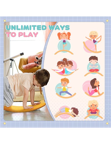 ZONEKIZ Wobble Balance Board for Kids, Montessori Stepping Stone Toy, Nursery Play Equipment, 82 x 27.5 x 19.5cm, Orange 331-036 - pic 57116 | FastDaddyshop