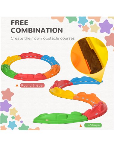 ZONEKIZ Kids Balance Beam, Kids 6 Pieces Stepping Stones Obstacle Course, for Ages 3-8 Years - Multicoloured 347-011V00MX