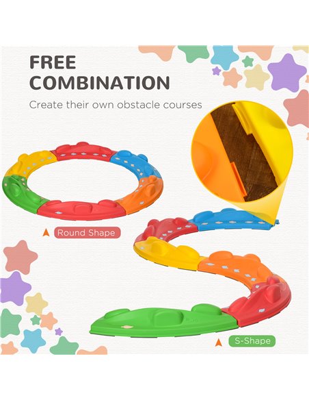 ZONEKIZ Kids Balance Beam, Kids 6 Pieces Stepping Stones Obstacle Course, for Ages 3-8 Years - Multicoloured 347-011V00MX - pic 57134 | FastDaddyshop