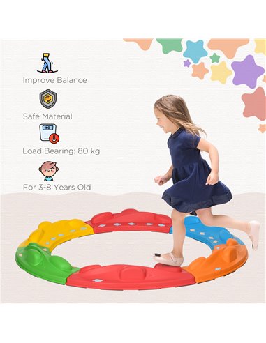 ZONEKIZ Kids Balance Beam, Kids 6 Pieces Stepping Stones Obstacle Course, for Ages 3-8 Years - Multicoloured 347-011V00MX