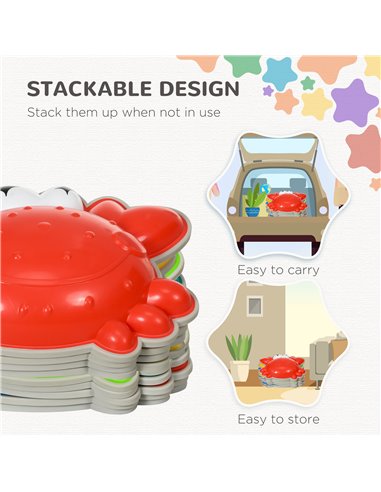 ZONEKIZ 9PCs Crab-shaped Kids Stepping Stones, Anti-slip TPE Edge, Stackable Balance River Stones for Obstacle Courses 347-018V0