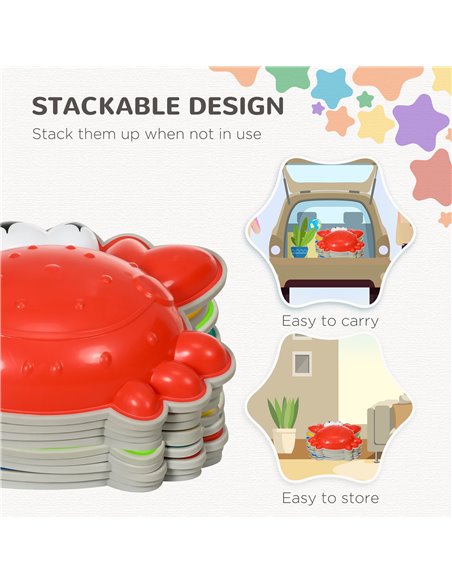 ZONEKIZ 9PCs Crab-shaped Kids Stepping Stones, Anti-slip TPE Edge, Stackable Balance River Stones for Obstacle Courses 347-018V0 - pic 57163 | FastDaddyshop