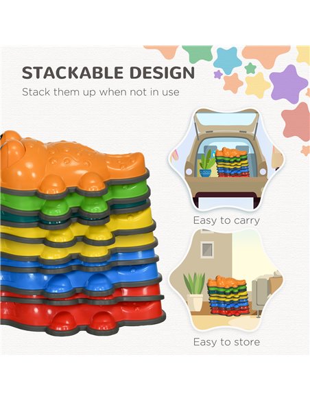 ZONEKIZ 9PCs Kids Stepping Stones, Crocodile Design with Anti-slip Edge Balance River Stones, Indoor Outdoor, Stackable 347-016V - pic 57190 | FastDaddyshop
