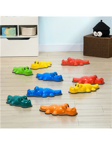 ZONEKIZ 9PCs Kids Stepping Stones, Crocodile Design with Anti-slip Edge Balance River Stones, Indoor Outdoor, Stackable 347-016V