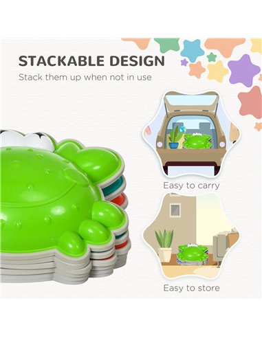 ZONEKIZ Crab-Shaped Kids' Stepping Stones, 6 Piece Set, TPE Anti-Slip Edges, for Balance and Coordination, Stackable, Multicolou