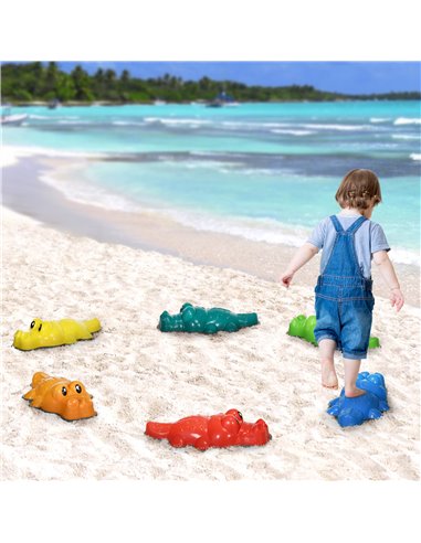 ZONEKIZ 6PCs Kids Stepping Stones, Crocodile-Designed Sensory Toys, with Anti-Slip Edge Balance River Stones 347-016V01MX
