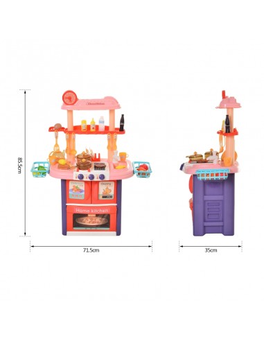 Homcom Kids Pretend Play Kitchen Set Pink-Purple
