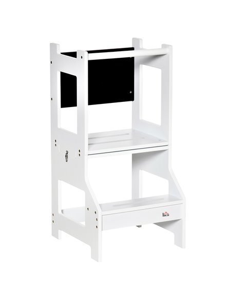 HOMCOM 2-in-1 Kids Step Stool, Toddler Table and Chair Set, White 312-052 - pic 57239 | FastDaddyshop