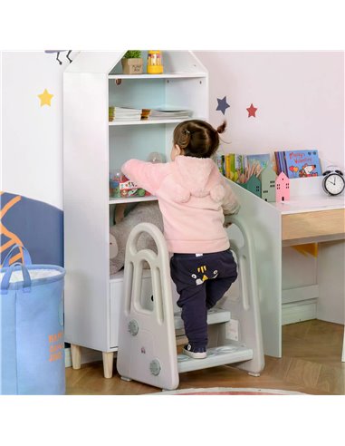 HOMCOM Two Step Stool for Kids Toddlers Ladder or Toilet Potty Training Bathroom Sink Bedroom Kitchen Helper with Non-slip Handl