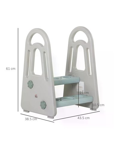 HOMCOM Two Step Stool for Kids Toddlers Ladder or Toilet Potty Training Bathroom Sink Bedroom Kitchen Helper with Non-slip Handl