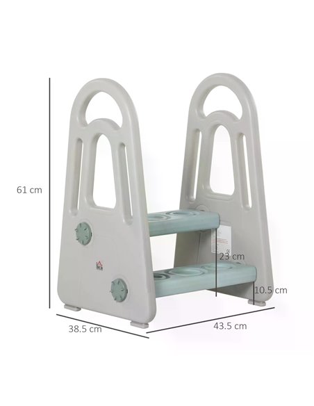 HOMCOM Two Step Stool for Kids Toddlers Ladder or Toilet Potty Training Bathroom Sink Bedroom Kitchen Helper with Non-slip Handl - pic 57250 | FastDaddyshop