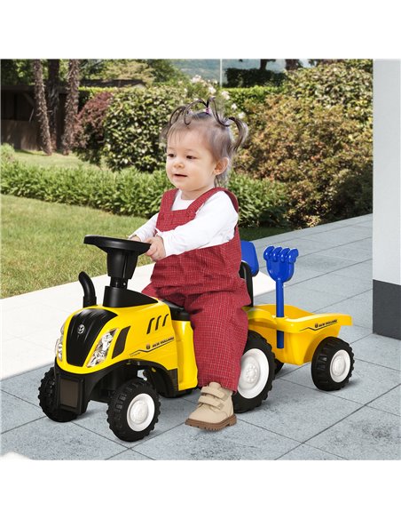 HOMCOM Compatible Baby Toddler Sliding Car NEW HOLLAND Licensed Foot to Floor Slider w/ Horn Storage Big Steering Wheel for 12-3 - pic 57285 | FastDaddyshop