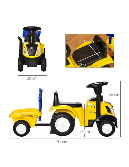 HOMCOM Compatible Baby Toddler Sliding Car NEW HOLLAND Licensed Foot to Floor Slider w/ Horn Storage Big Steering Wheel for 12-3 - pic 57286 | FastDaddyshop