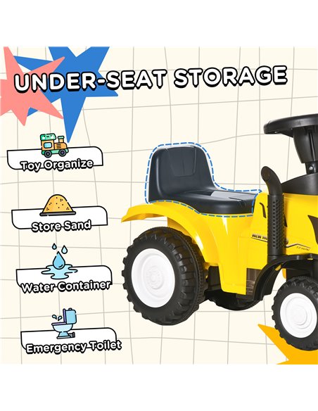 HOMCOM Compatible Baby Toddler Sliding Car NEW HOLLAND Licensed Foot to Floor Slider w/ Horn Storage Big Steering Wheel for 12-3 - pic 57288 | FastDaddyshop