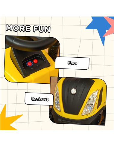 HOMCOM Compatible Baby Toddler Sliding Car NEW HOLLAND Licensed Foot to Floor Slider w/ Horn Storage Big Steering Wheel for 12-3